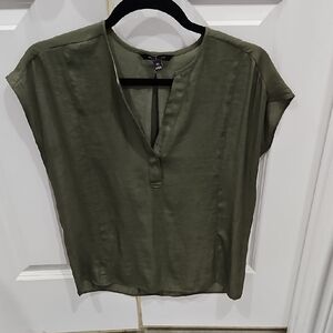 Banana Republic Olive Green V-Neck Blouse